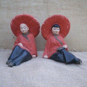 Vintage Chinese Boy & Girl Chalkware Figurines
